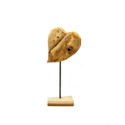 Serce z drewna tekowego na podstawie 45cm